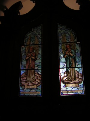 Stained glass inside of one of the churches in Sao Lourenco